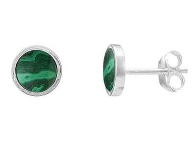 Ad Astra Malachite Stud Earrings Sterling Silver