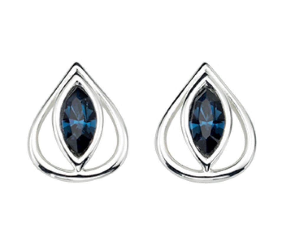 Ad Astra Montana Blue Crystal Stud Earrings - Sterling Silver