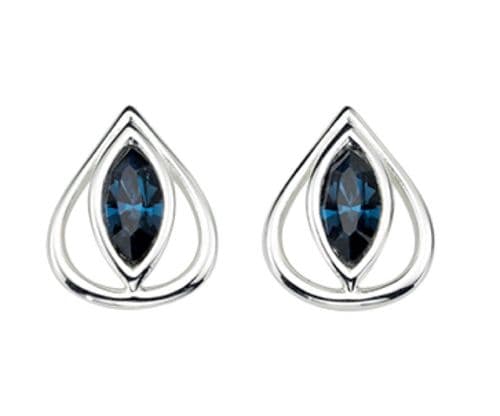 Ad Astra Montana Blue Crystal Stud Earrings - Sterling Silver