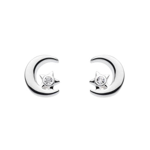 Ad Astra Moon & Star Stud Earrings - Sterling Silver