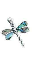 Ad Astra Paua Shell Dragonfly Pendant & Chain - Sterling Silver