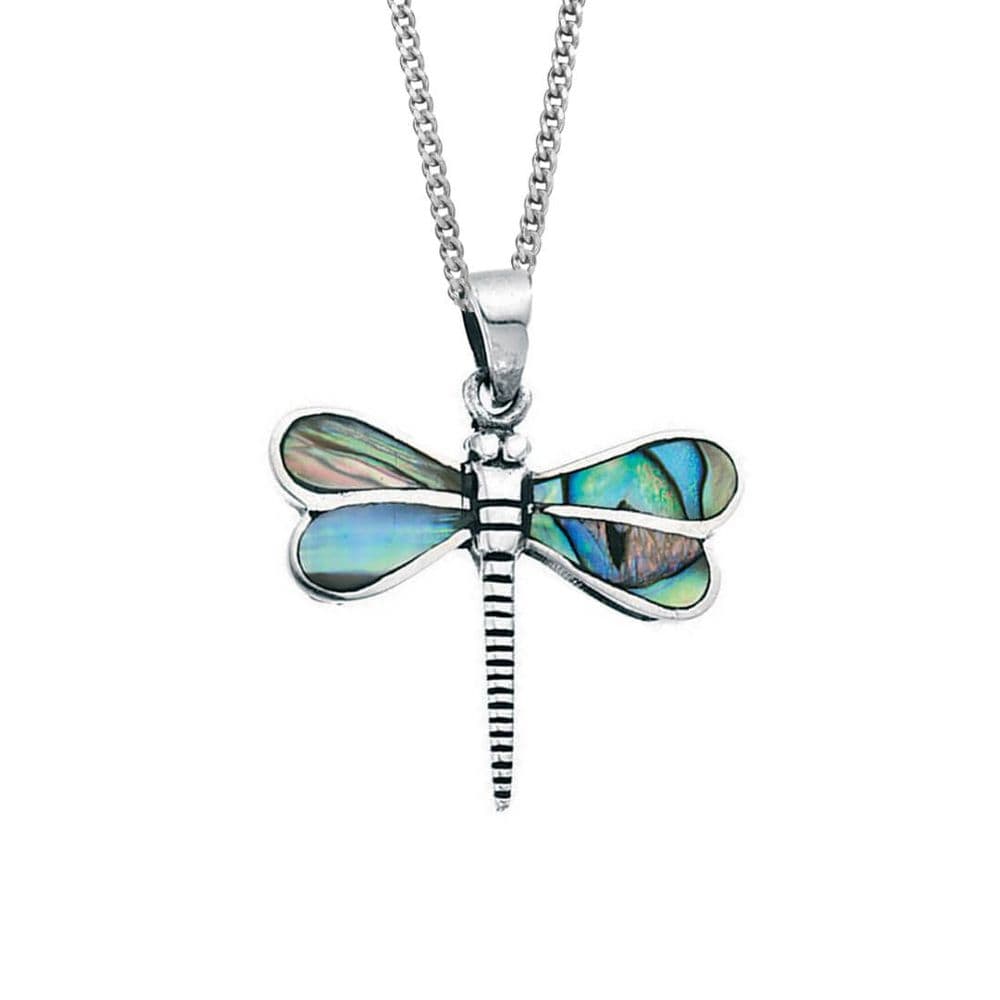 Ad Astra Paua Shell Dragonfly Pendant & Chain - Sterling Silver