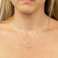 Ad Astra Pave Set CZ Stardust Necklace - Sterling Silver