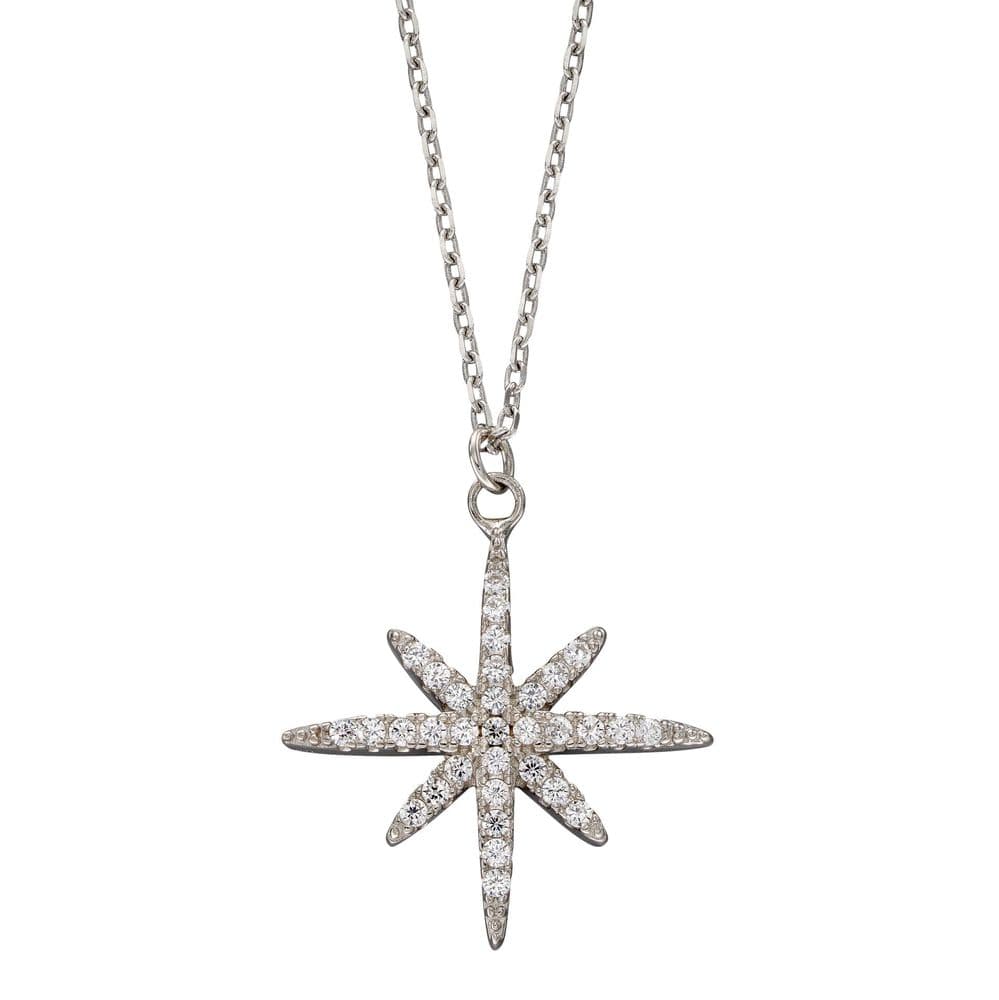 Ad Astra Pave Set CZ Stardust Necklace - Sterling Silver