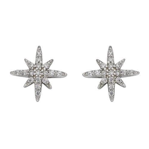 Ad Astra Pave Set CZ Stardust Stud Earrings - Sterling Silver