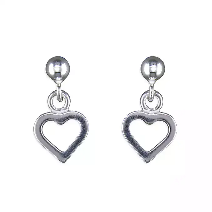 Ad Astra Plain Open Heart Stud and Drop Earrings - Sterling Silver