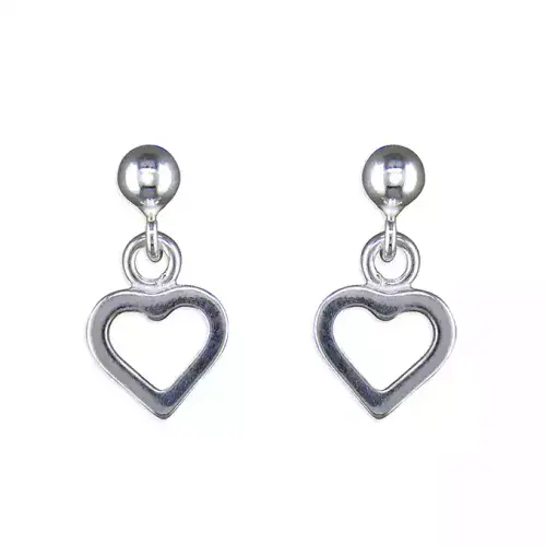 Ad Astra Plain Open Heart Stud and Drop Earrings - Sterling Silver