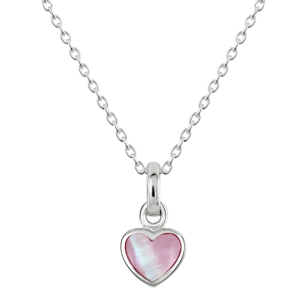 Ad Astra Small Pink Mother of Pearl Heart Pendant & Chain Sterling Silver