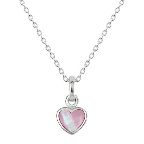 Ad Astra Small Pink Mother of Pearl Heart Pendant & Chain Sterling Silver