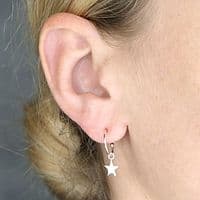 Ad Astra Star Charm on Hoop Earrings - Sterling Silver