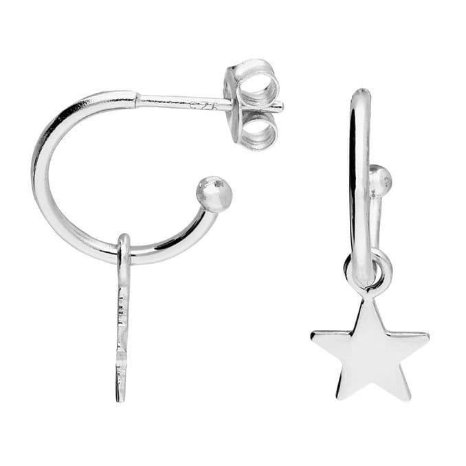 Ad Astra Star Charm on Hoop Earrings - Sterling Silver