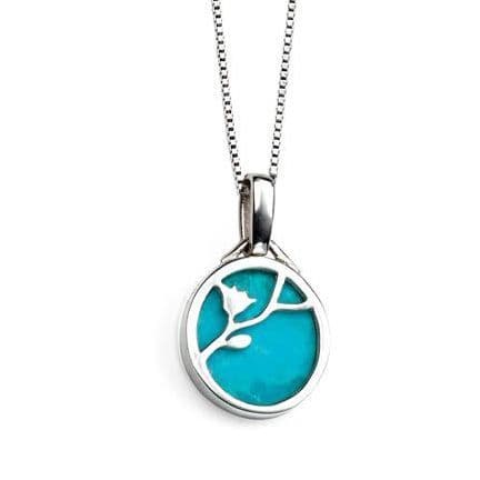 Ad Astra Turquoise Disc Flower Pendant & Chain Sterling Silver