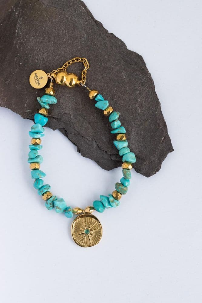 Arran Bay Bracelet - Turquoise / Compass Charm