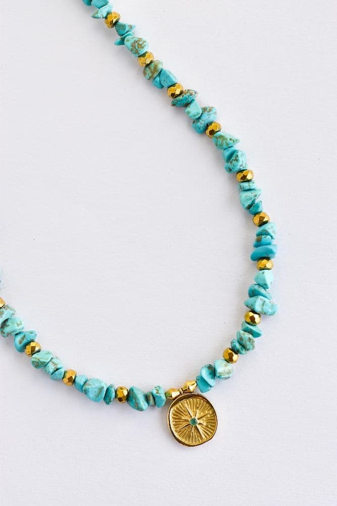 Arran Bay  Necklace - Turquoise / Compass Charm