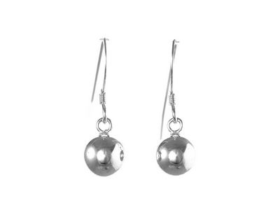 Bead Dropper Earrings Sterling Silver (8mm)