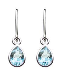 Blue Topaz Stone Drop Earrings Sterling Silver