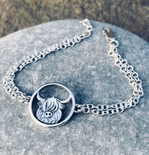 Celina Rupp Highland Cow Double Chain Bracelet - Sterling Silver