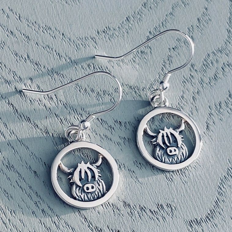 Celina Rupp Highland Cow Drop Earrings - Sterling Silver