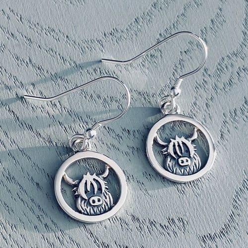 Celina Rupp Highland Cow Drop Earrings - Sterling Silver