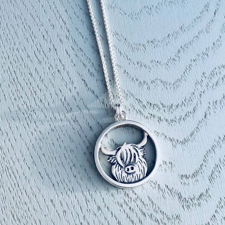 Celina Rupp Highland Cow Pendant & Chain (Medium) - Sterling Silver