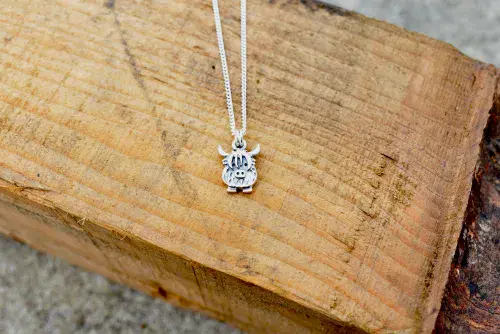 Celina Rupp Highland Cow Small Charm Pendant & Chain - Sterling Silver
