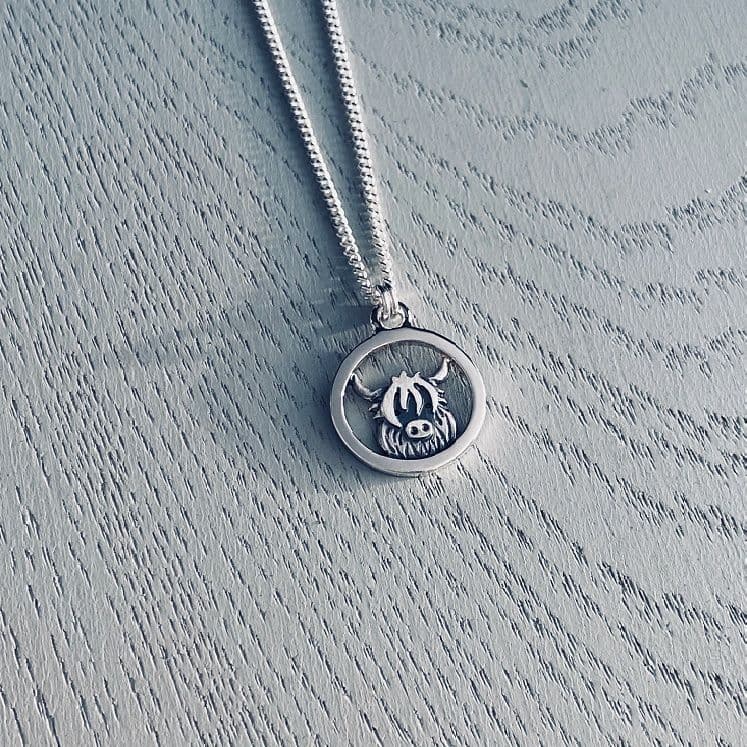 Celina Rupp Highland Cow Pendant & Chain (Small) - Sterling Silver
