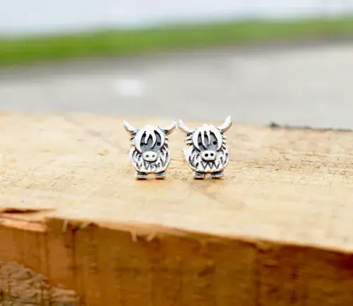 Celina Rupp Small Highland Cow Stud Earrings - Sterling Silver