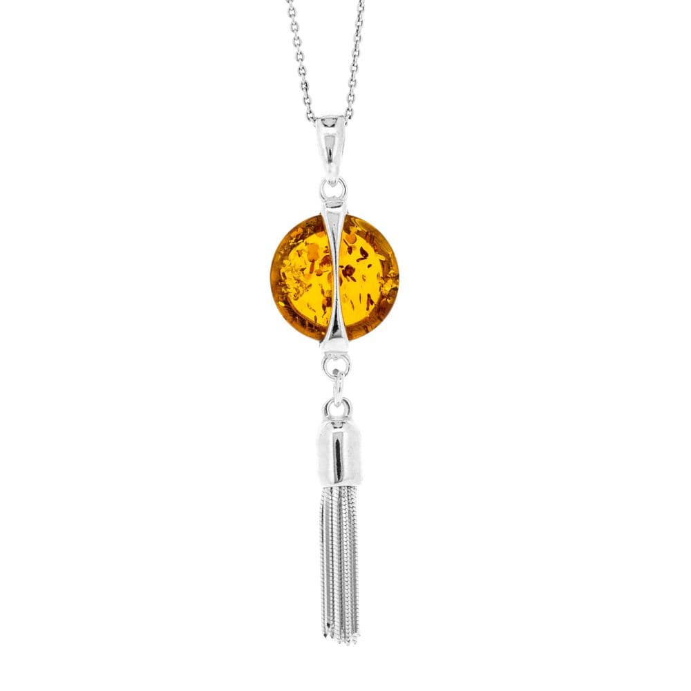 Nova Silver Amber Art Tassel Pendant & Chain -  Sterling Silver