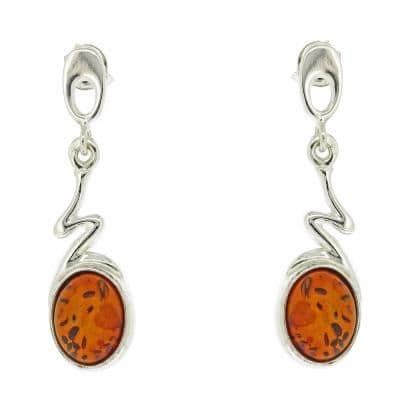 Nova Silver Amber Lightning Drop Earrings Sterling Silver