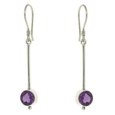 Nova Silver Amethyst Long Drop Earrings Sterling Silver