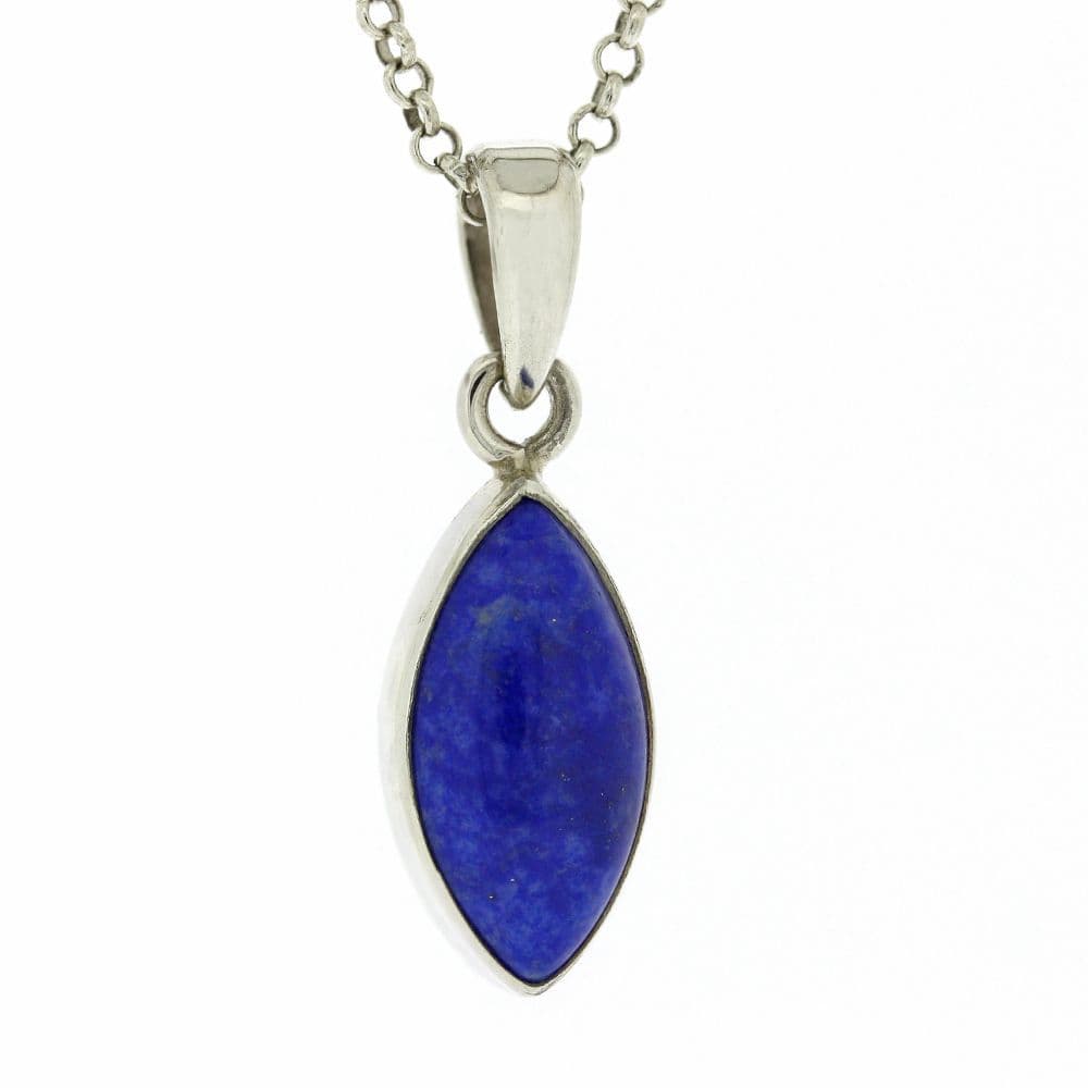 Nova Silver Moonstone Lapis Lazuli Marquise Pendant & Chain - Sterling Silver