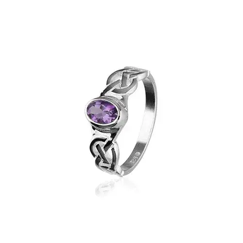 Ortak Celtic Ring with Amethyst - Sterling Silver