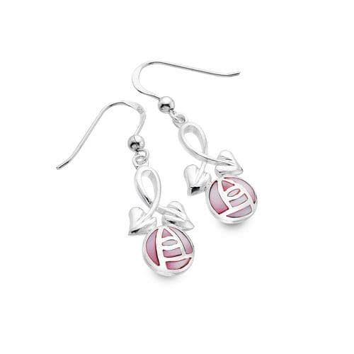 Sea Gems Mackintosh Rose Drop Earrings - 6124MP - Sterling Silver