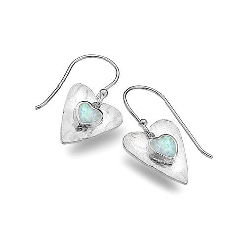 Sea Gems Origins Heart & Syn/Opal Earrings - Sterling Silver