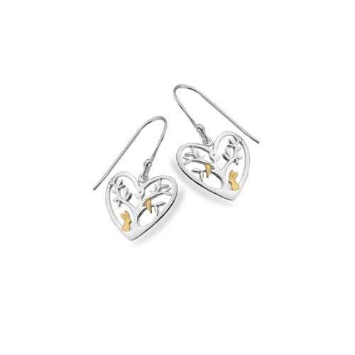 Sea Gems Origins Heart Tree & Rabbit Drop Earrings - Sterling Silver