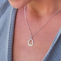 Sea Gems Origins Rabbits, Moon in Frame Pendant & Chain - Stering Silver