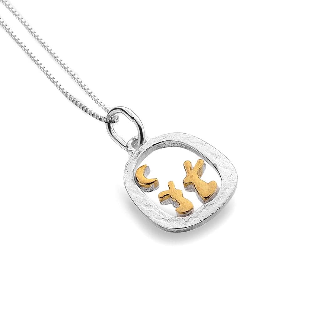 Sea Gems Origins Rabbits, Moon in Frame Pendant & Chain - Stering Silver