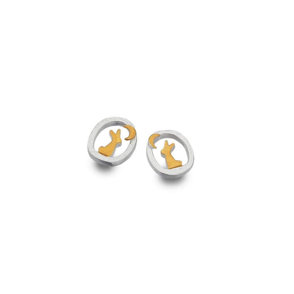 Sea Gems Origins Rabbits & Moon Studs - Gold Plated Serling Silver