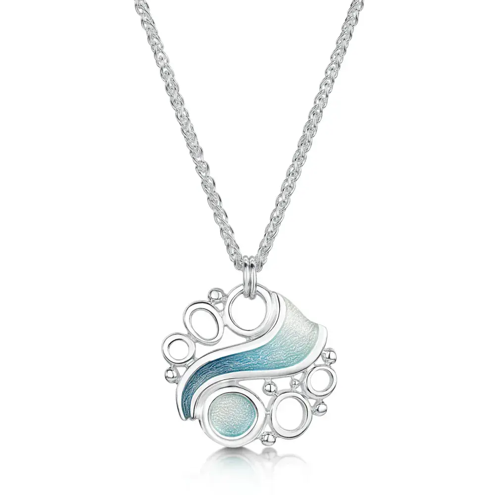 Sheila Fleet Arctic Stream Pendant in Arctic Blue Enamel - Sterling Silver