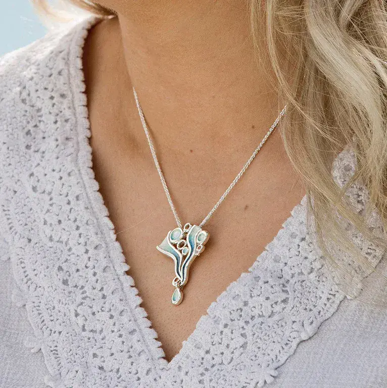 Sheila Fleet Artic Stream Droplet Pendant & Chain - Sterling Silver