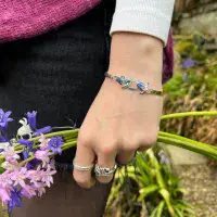 Sheila Fleet Bluebell Enamel Bangle - Sterling Silver