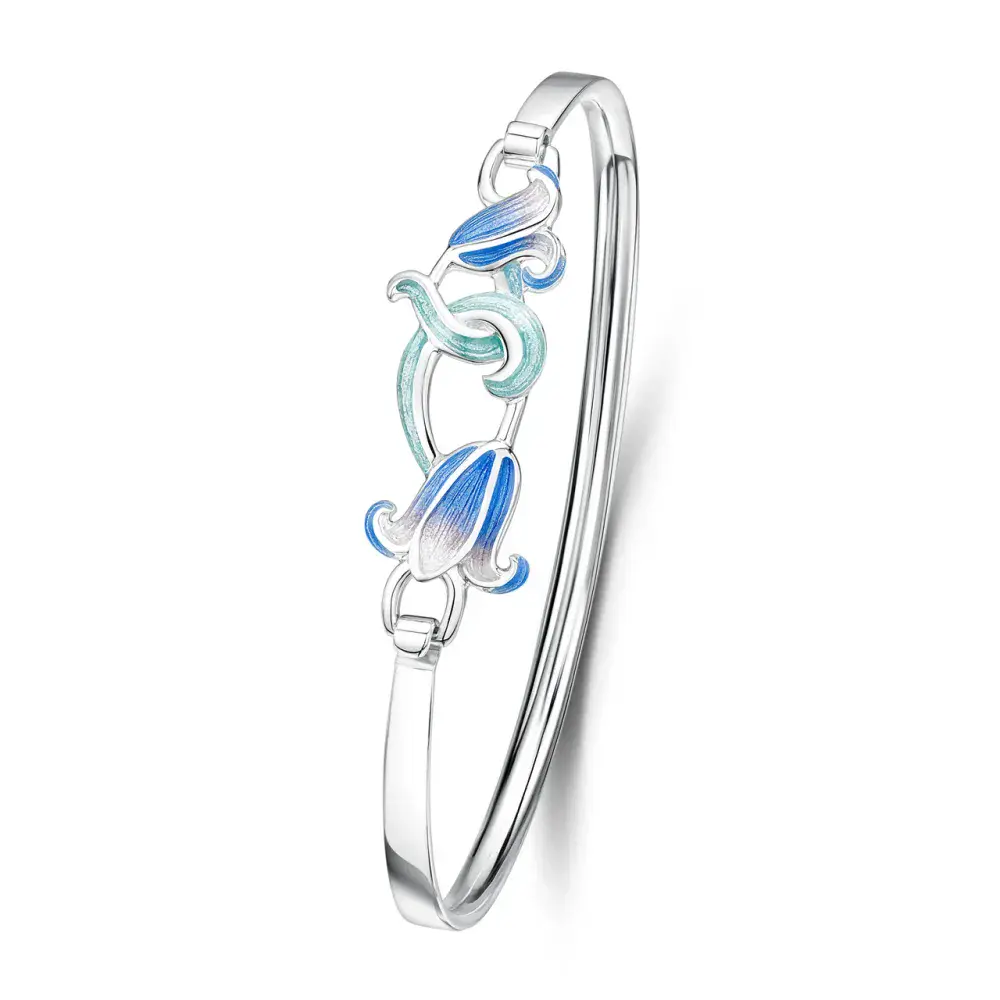 Sheila Fleet Bluebell Enamel Bangle - Sterling Silver