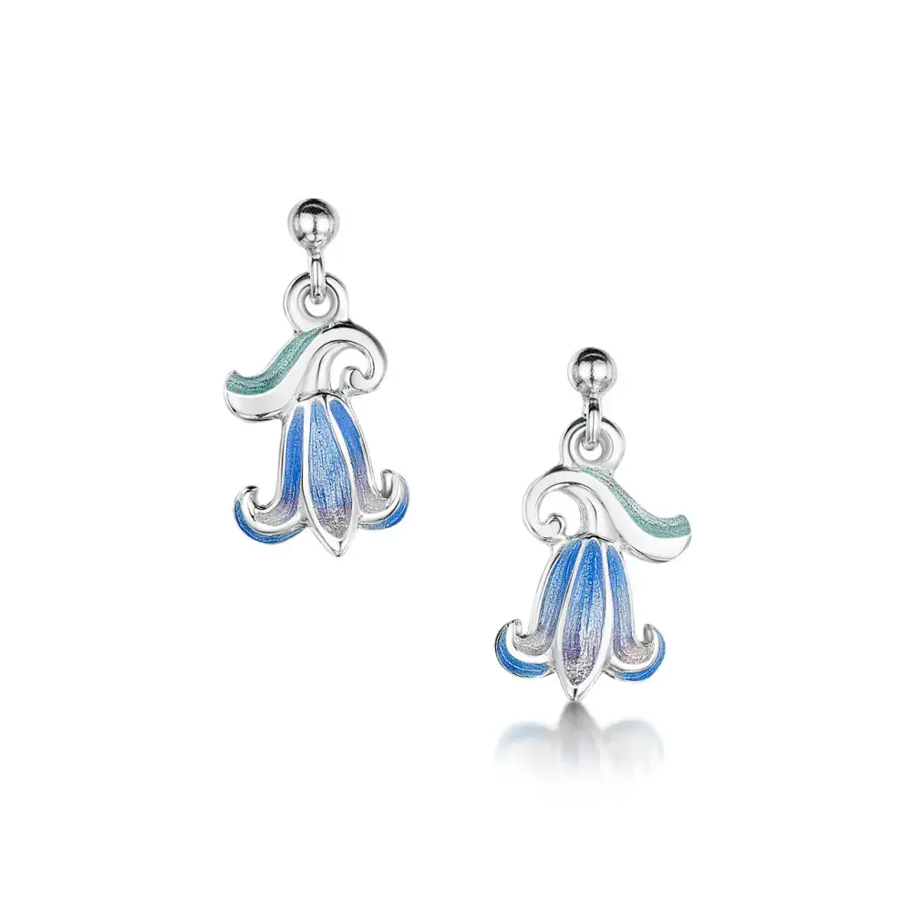 Sheila Fleet Bluebell Enamel Drop Earrings - Sterling Silver