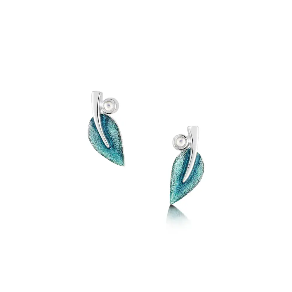 Sheila Fleet Rowan Small Stud Earrings with Moonstone - Sterling Silver