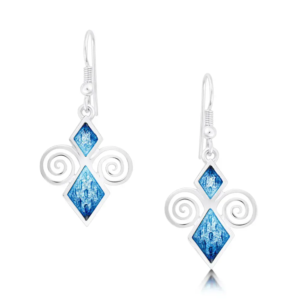 Sheila Fleet Skara Brae Enamel Drop Earrings - Sterling Silver