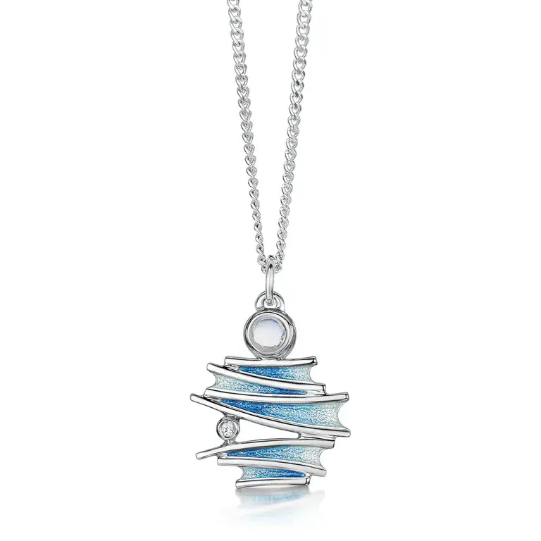 Sheila Fleet Small Moonlight Pendant w. Moonstone & CZ - Sterling Silver