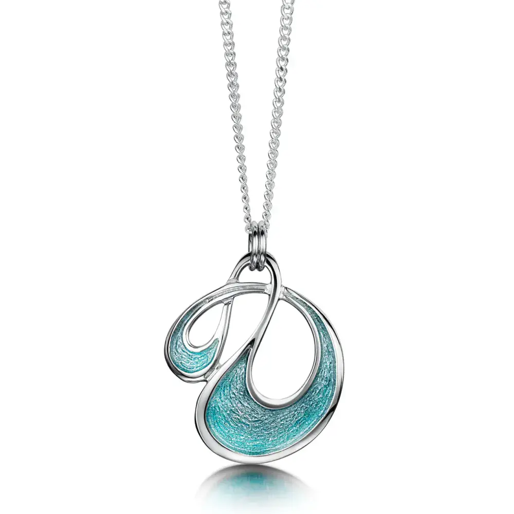 Sheila Fleet Storm Small Enamel Pendant & Chain - Sterling Silver