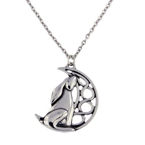 St Justin Moon Gazing Hare Pendant & Chain