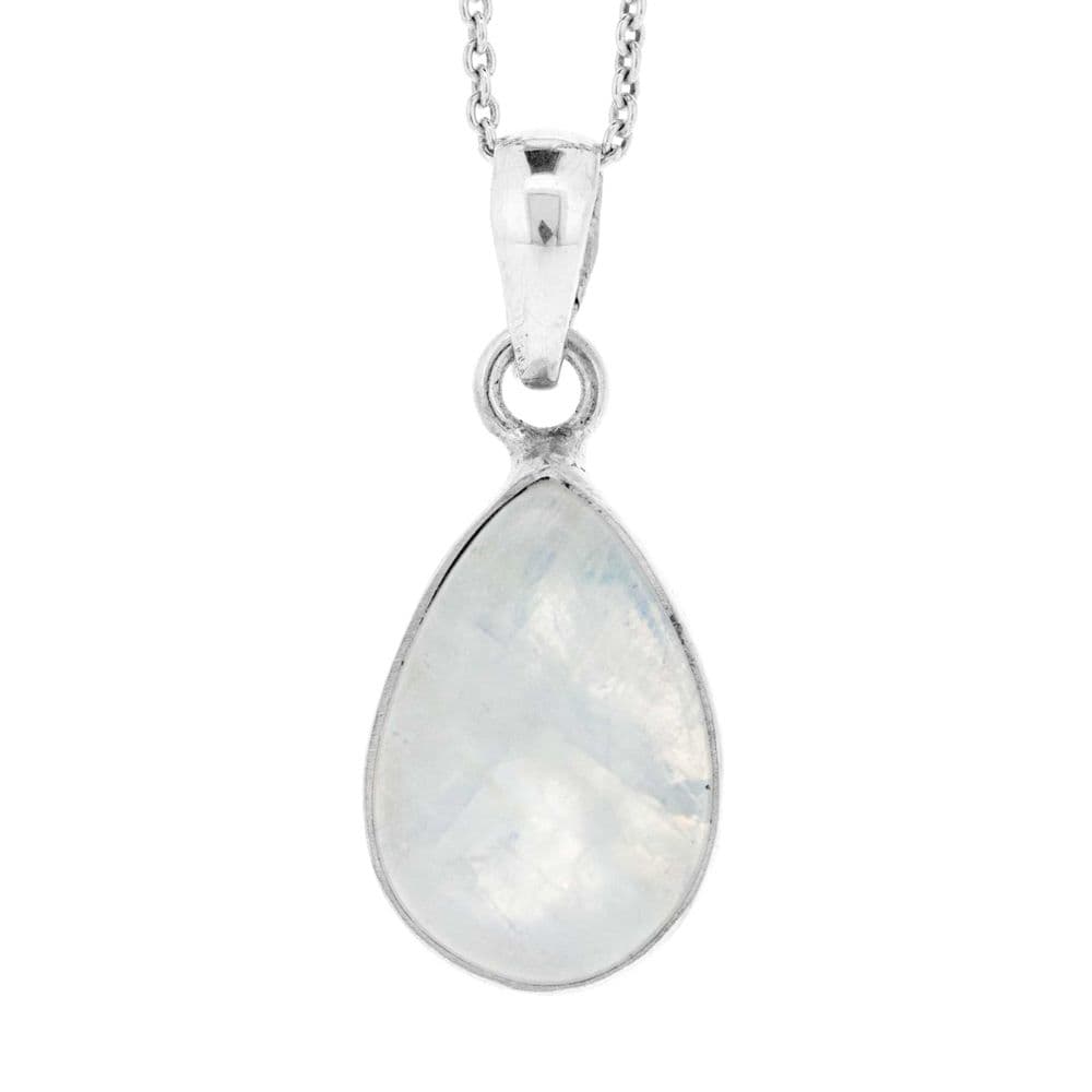Teardrop Pendant & Chain - Moonstone & Sterling Silver