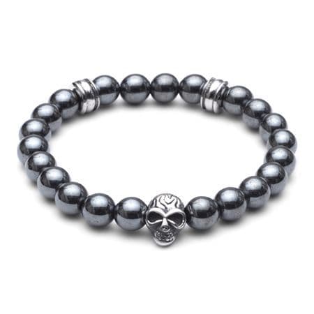Tribal Steel Skull Bracelet - Hematite - Tbb4801_Hema